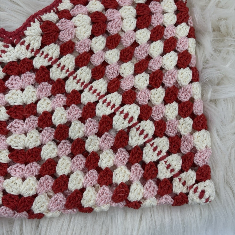 Handmade Granny Square Afghan Crossbody Shoulder‎ Bag Pink/Red/White - Picture 2 of 9
